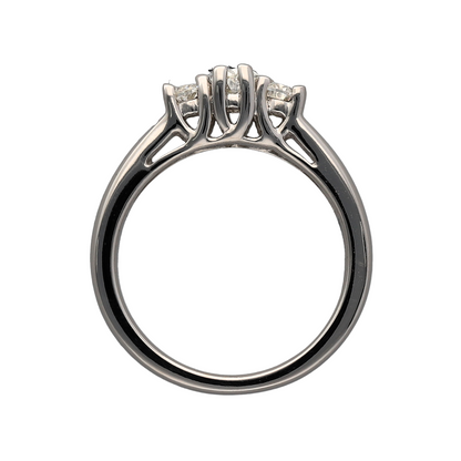 14ct White Gold & Diamond Oval Cut Trilogy Ring