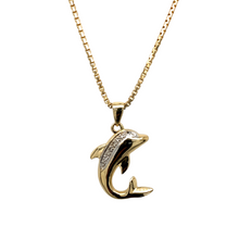 Load image into Gallery viewer, 9ct Gold &amp; Diamond Set Dolphin 18&quot; Necklace
