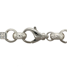 Load image into Gallery viewer, New 925 Silver &amp; Cubic Zirconia set 30&quot; Gypsy Link Chain with the weight 223 grams and link width 15mm. The belcher links engraved with a Celtic style pattern and the bar links are set with sixteen cubic zirconia stones each
