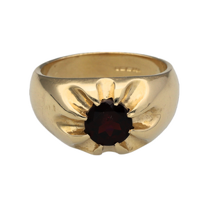 New 9ct Solid Gold & Garnet Set Signet Ring