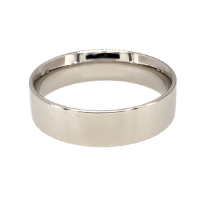 18ct White Gold 6mm Flat Soft Wedding Band Ring