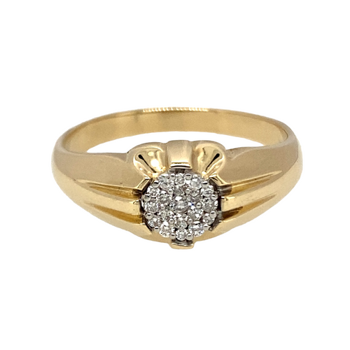 9ct Gold & Diamond Cluster Set Signet Ring