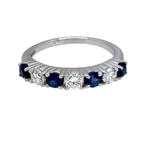 18ct White Gold Diamond & Sapphire Eternity Style Band Ring