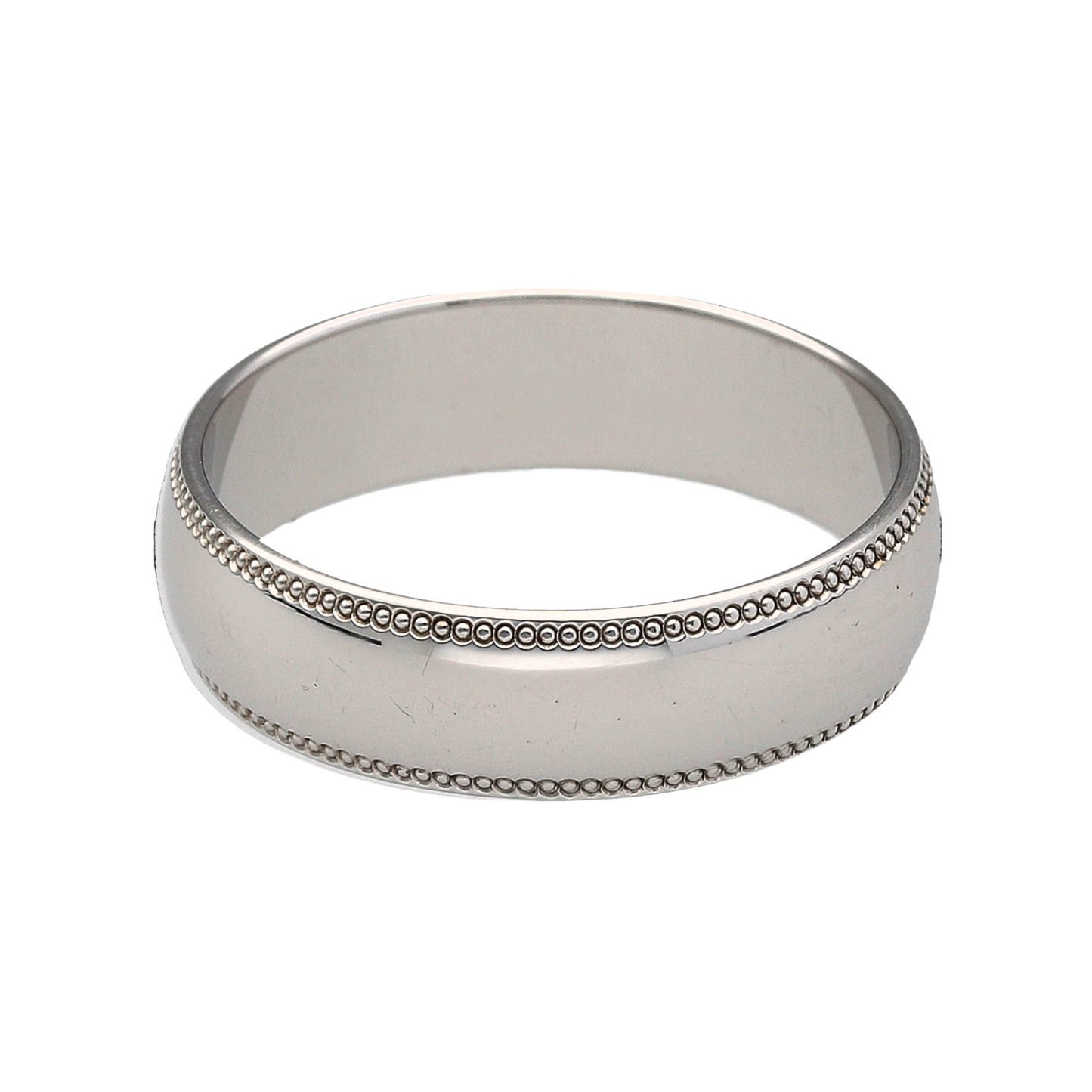 9ct White Gold Millgrain Wedding Band Ring