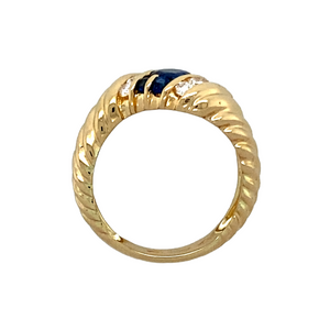 18ct Gold Diamond & Sapphire Set Wave Ring