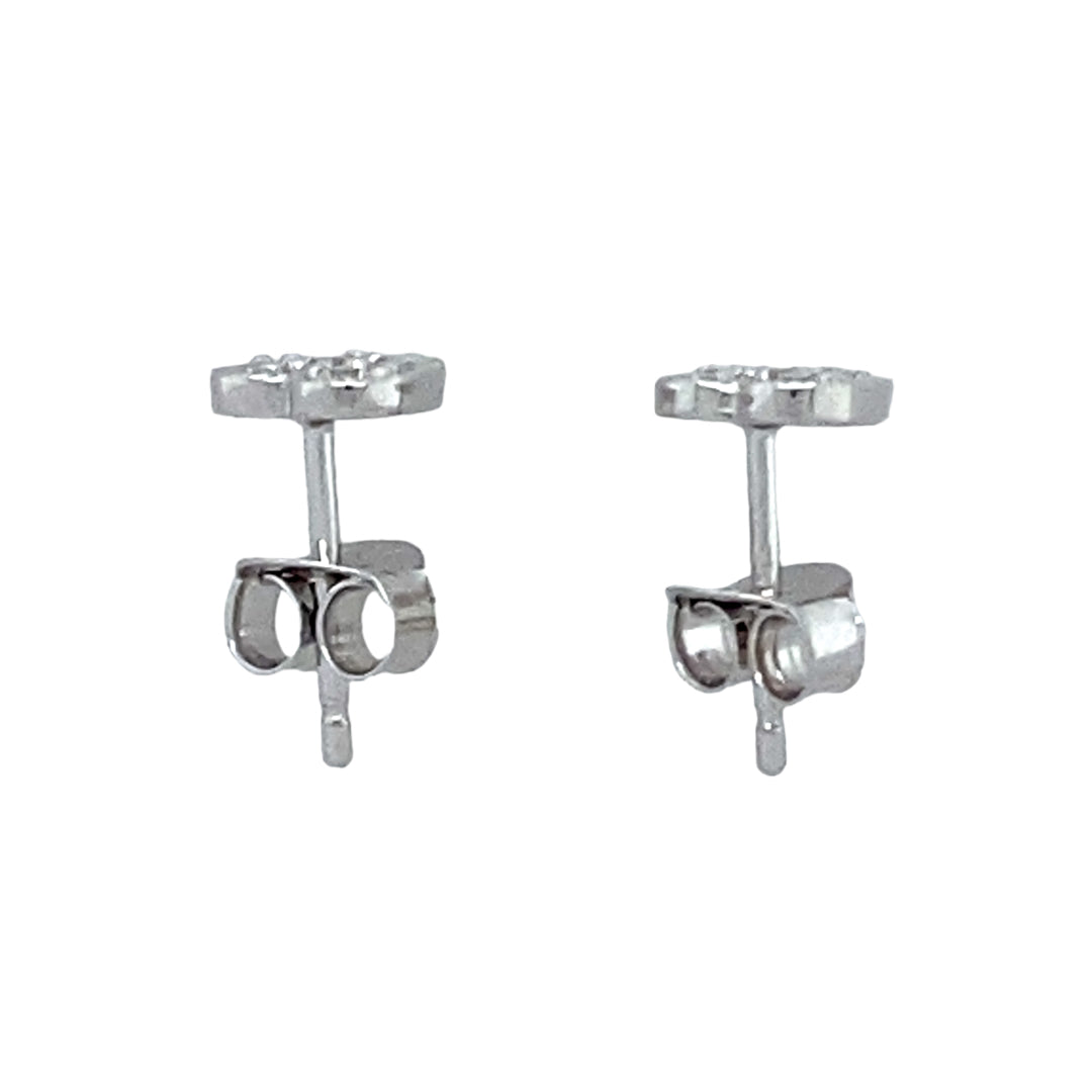 925 Silver & Cubic Zirconia Set Heart Stud Earrings