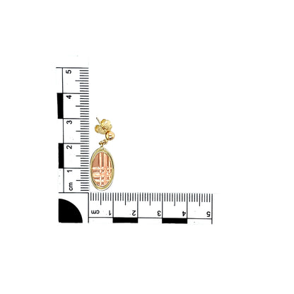 9ct Gold Clogau Oval Drop Criss Cross Line Earrings