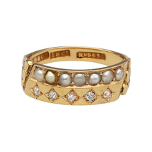 Load image into Gallery viewer, 18ct Gold Diamond &amp; Seed Pearl Set Band Ring
