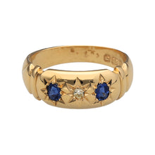 Load image into Gallery viewer, 18ct Gold Diamond &amp; Sapphire Antique Chester Hallmarked Ring
