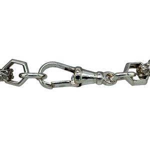 New 925 Silver 9" Fancy Hexagonal Style Patterned Belcher Bracelet with the weight 20 grams and link width 8mm. The links are alternating between patterned and plain