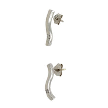 Load image into Gallery viewer, 9ct White Gold &amp; Diamond Set Wave Bar Stud Earrings

