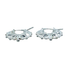 Load image into Gallery viewer, New 925 Silver Fancy Circle Creole Earrings with the weight 1.10 grams. Each earring is 1.5cm by 1.7cm 
