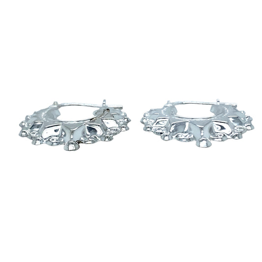New 925 Silver Fancy Circle Creole Earrings with the weight 1.60 grams. Each earring is 2.1cm by 2cm 
