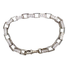 Load image into Gallery viewer, New 925 Silver &amp; Cubic Zirconia Set 8.75&quot; Patterned Belcher Bracelet
