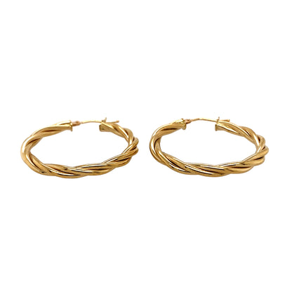 New 9ct Yellow Gold Twist Hoop Earrings with the weight 1.90 grams