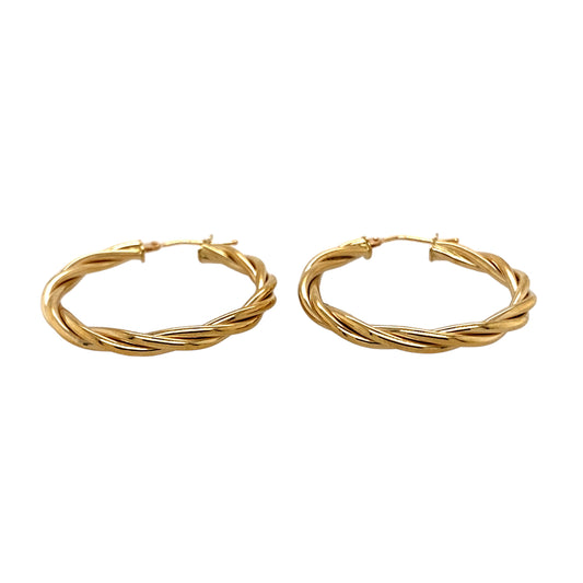 New 9ct Yellow Gold Twist Hoop Earrings with the weight 1.90 grams