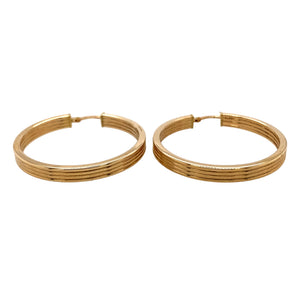 New 9ct Yellow Gold Ridged Hoop Earrings with the weight 2.70 grams