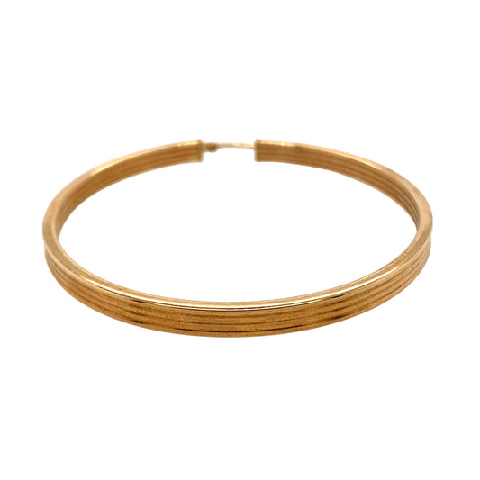 New 9ct Yellow Gold Ridged Hoop Earrings with the weight 4.40 grams