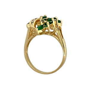 14ct Gold Diamond & Emerald Set Dress Ring