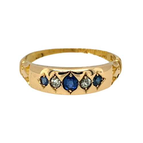 18ct Gold Diamond & Sapphire Chester Hallmark Ring