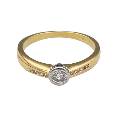 18ct Gold & Diamond Set Solitaire Ring