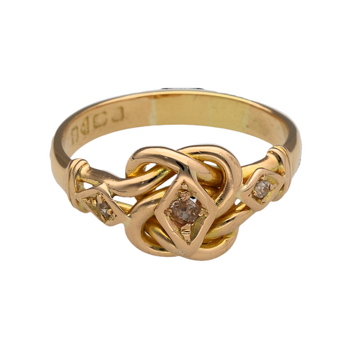 18ct Gold & Diamond Chester Hallmark Antique Knot Ring