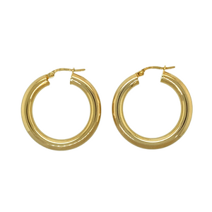 New 9ct Gold 27mm Plain Hoop Creole Earrings