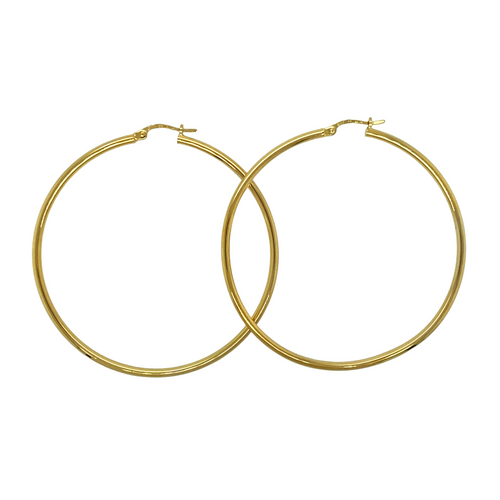 New 9ct Gold 53mm Plain Hoop Creole Earrings