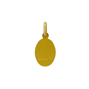 New 9ct Yellow Gold Small Oval St Christopher Pendant with the weight 0.90 grams. The pendant is 2cm long including the bail and the St Christopher is 9mm by 13mm