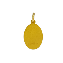 Load image into Gallery viewer, New 9ct Yellow Gold Small Oval St Christopher Pendant with the weight 1.50 grams. The pendant is 2.4cm long including the bail and the St Christopher is 1.2cm by 1.7cm

