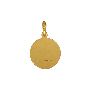 New 9ct Yellow Gold St Christopher Pendant with the weight 1.80 grams. The pendant is 2.1cm long including the bail and the St Christopher has the diameter 1.4cm