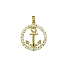 Load image into Gallery viewer, New 9ct Gold &amp; Cubic Zirconia Set Anchor Pendant
