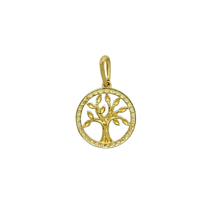New 9ct Yellow Gold & Cubic Zirconia Set Tree of Life Pendant with the weight 0.40 grams. The pendant is 1.8cm long including the bail by 1.2cm