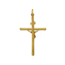 Load image into Gallery viewer, New 9ct Yellow Gold Crucifix Pendant with the weight 2.60 grams. The pendant is 5.5cm long including the bail by 3.3cm
