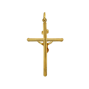 New 9ct Yellow Gold Crucifix Pendant with the weight 2.60 grams. The pendant is 5.5cm long including the bail by 3.3cm