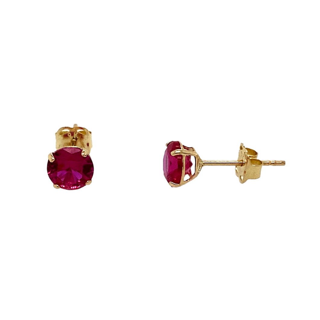 New 9ct Gold July Birthstone Stud Earrings