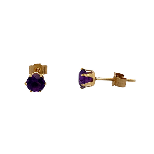New 9ct Gold & Amethyst Stud Earrings