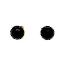 Load image into Gallery viewer, New 9ct Yellow Gold &amp; Onyx Stud Earrings with the weight 0.40 grams. The onyx is 5mm diameter 
