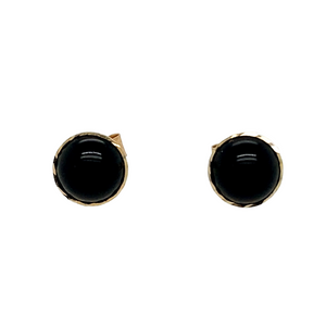 New 9ct Yellow Gold & Onyx Stud Earrings with the weight 0.40 grams. The onyx is 5mm diameter 