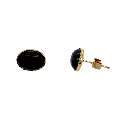 New 9ct Gold & Oval Onyx Stud Earrings