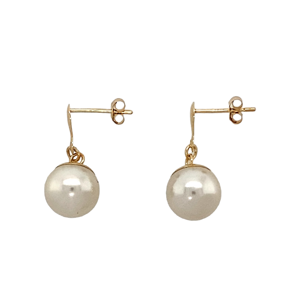 New 9ct Gold & 9mm Pearl Drop Earrings