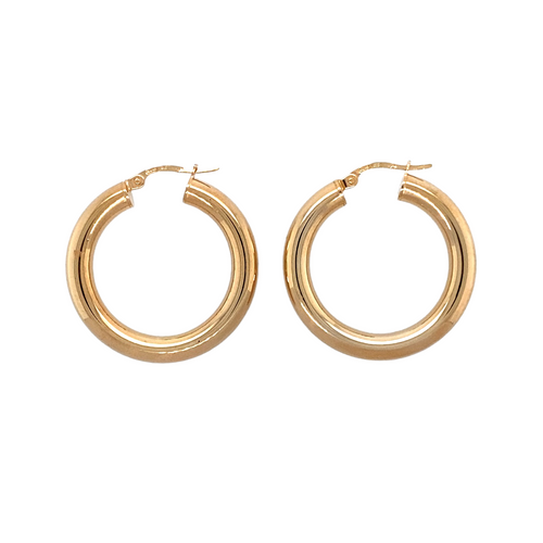 New 9ct Gold 28mm Plain Hoop Creole Earrings