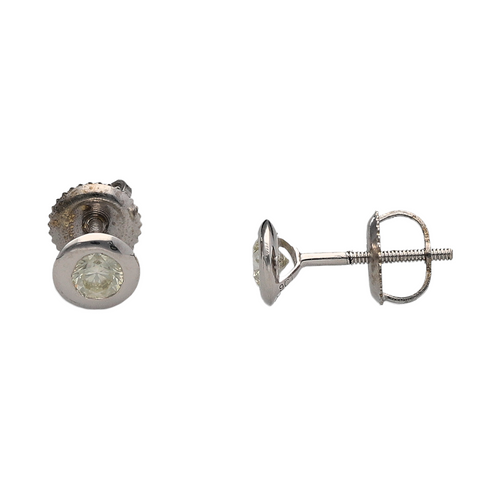 New 9ct White Gold & Rubover Set Diamond 40pt Stud Earrings