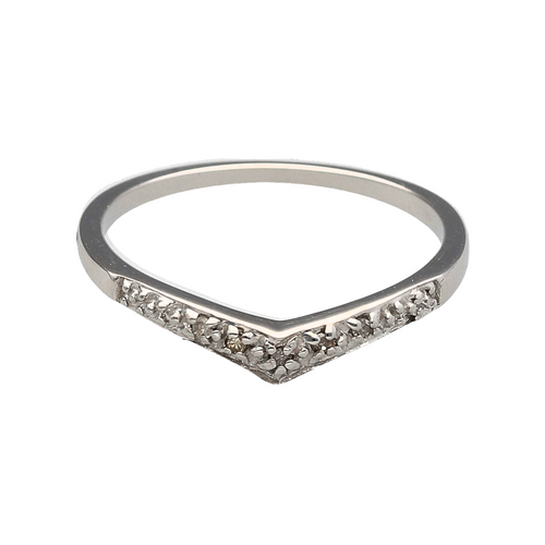 9ct White Gold & Diamond Wishbone Ring