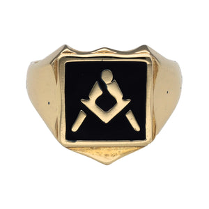 New 9ct Gold Shield Masonic Signet Ring