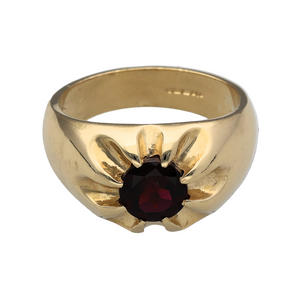 New 9ct Solid Gold & Garnet Set Signet Ring