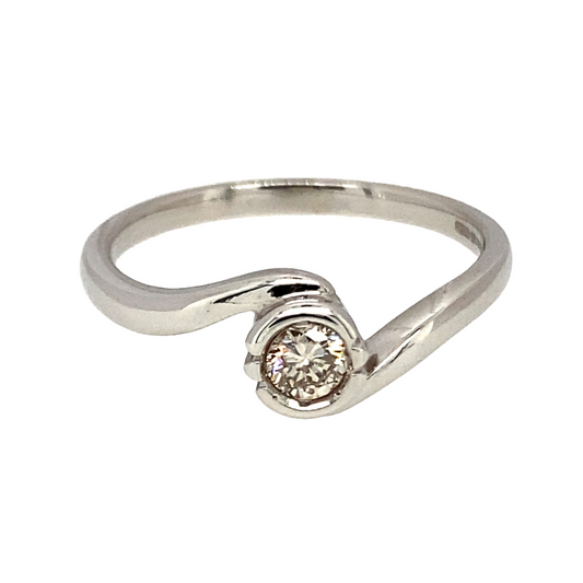 18ct White Gold & Diamond Twist Solitaire Ring