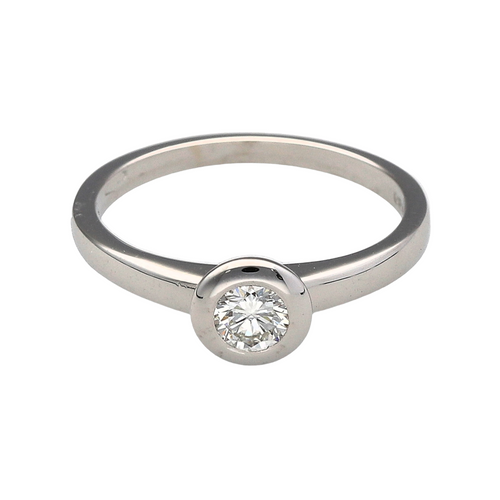 18ct White Gold & Diamond Rubover Set Solitaire Ring
