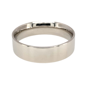 Preowned 18ct White Gold 6mm Flat Soft Wedding Band Ring in size Y with the weight 9.20 grams