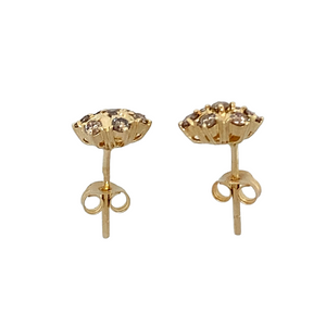 9ct Gold & Champagne Diamond Cluster Stud Earrings